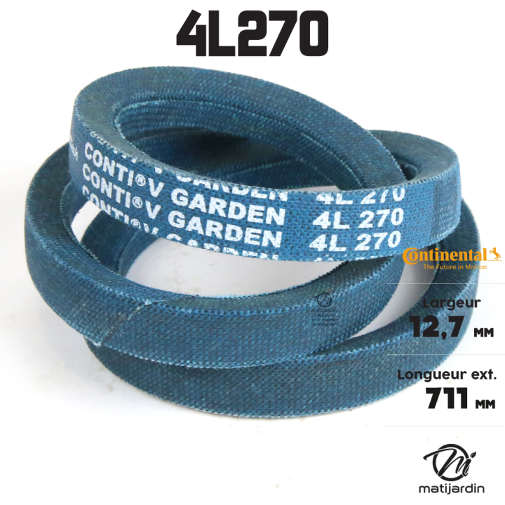 Courroie tondeuse 4L270 Continental Kevlar - 12,7 x 7,2 x 686  mm