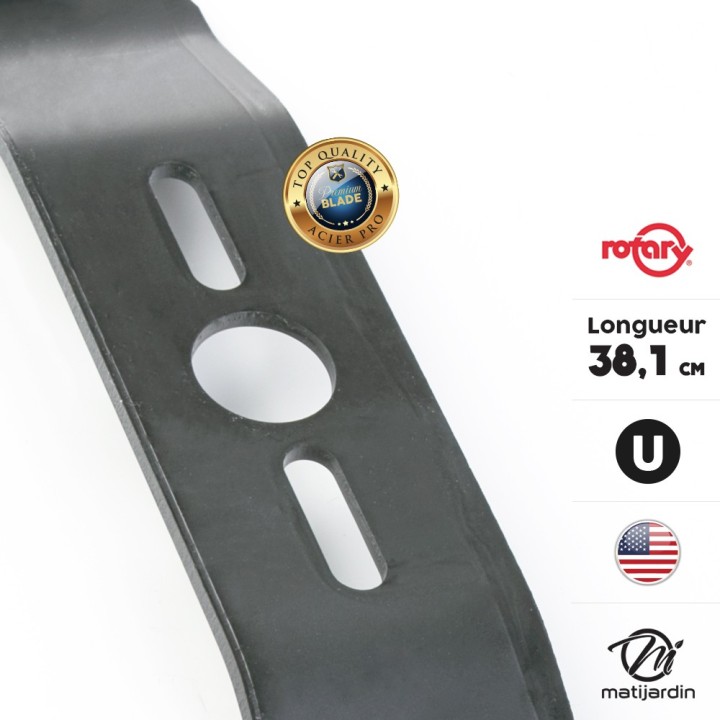 Lame tondeuse universelle galbée Rotary Premium. Coupe 38,1 cm