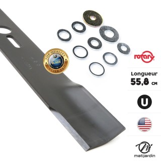 Lame tondeuse universelle plate Rotary Premium. Coupe 55,8 cm