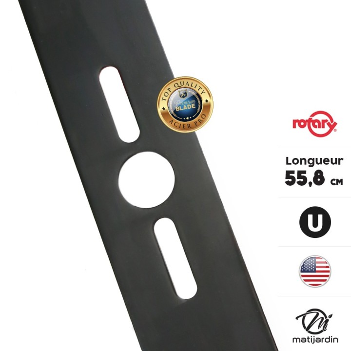 Lame tondeuse universelle plate Rotary Premium. Coupe 55,8 cm