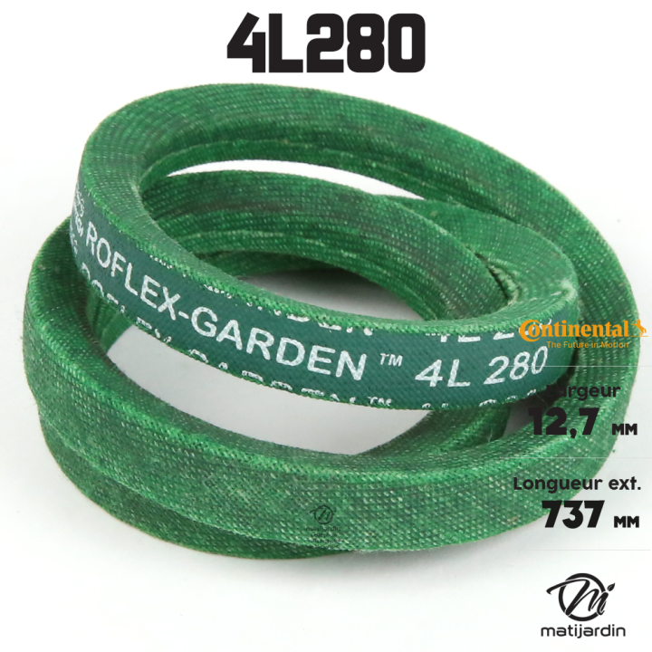 Courroie tondeuse 4L280 Continental Kevlar - 12,7 x 7,2 x 711  mm