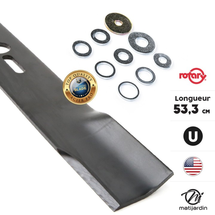 Lame tondeuse universelle plate Rotary Premium. Coupe 53,3 cm