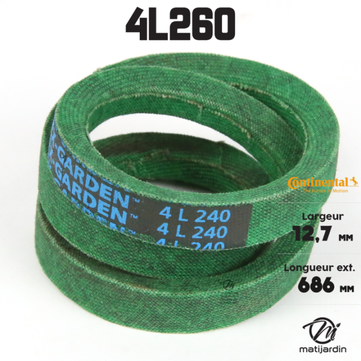 Courroie tondeuse 4L260 Continental Kevlar - 12,7 x 7,2 x 660  mm