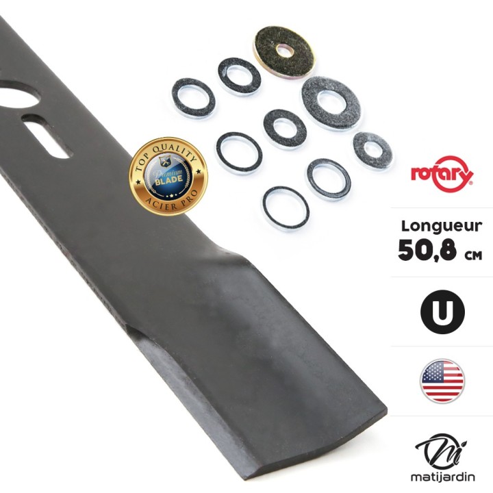 Lame tondeuse universelle plate Rotary Premium. Coupe 50,8 cm