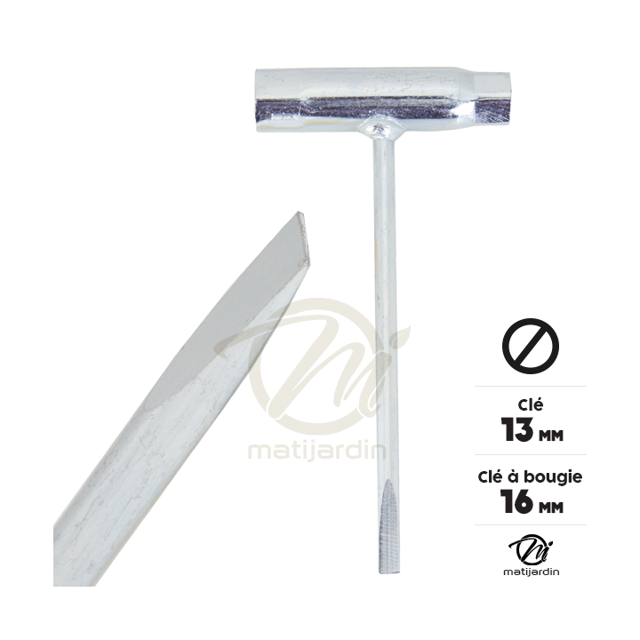 Clé à bougie 13 et 16 avec tournevis embout plat