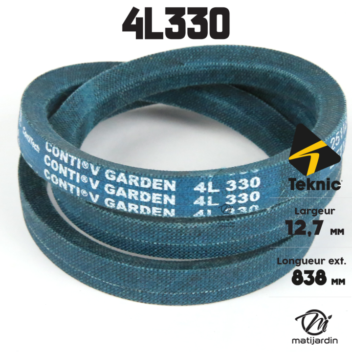 Courroie tondeuse 4L330 Continental Kevlar - 12,7 x 7,2 x 838  mm
