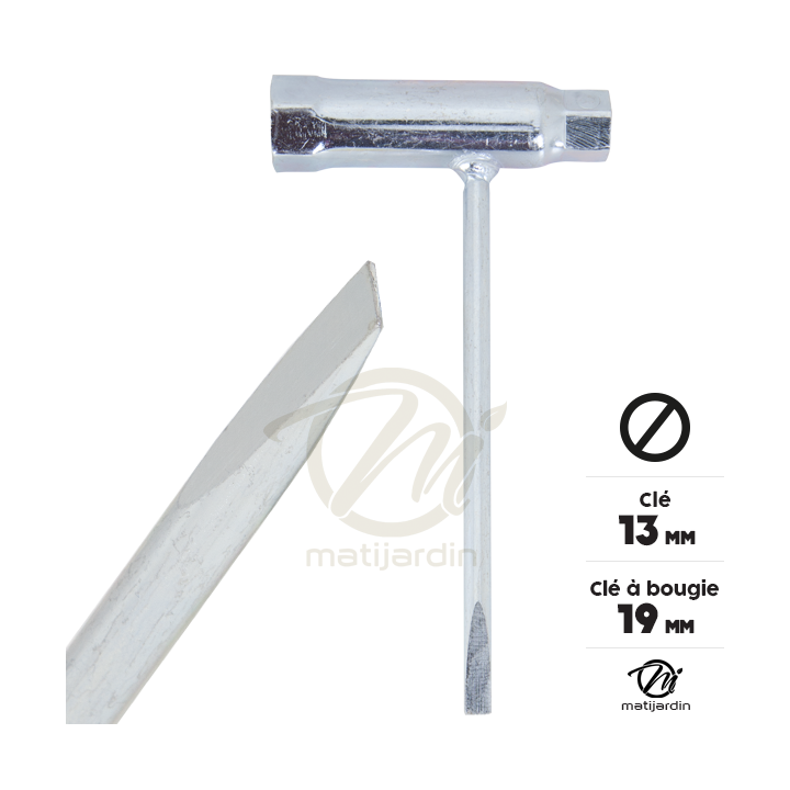 Clé à bougie 13 et 19 avec tournevis embout plat