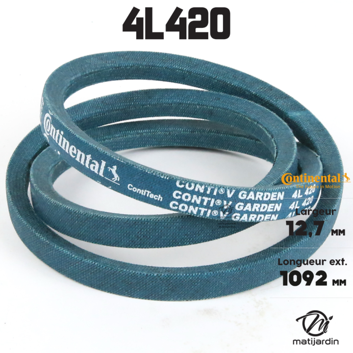 Courroie tondeuse 4L420 Continental Kevlar - 12,7 x 7,2 x 1067  mm