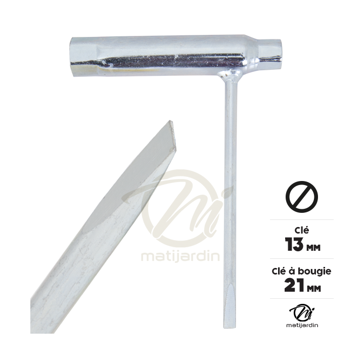 Clé à bougie 13 et 21 avec tournevis embout plat