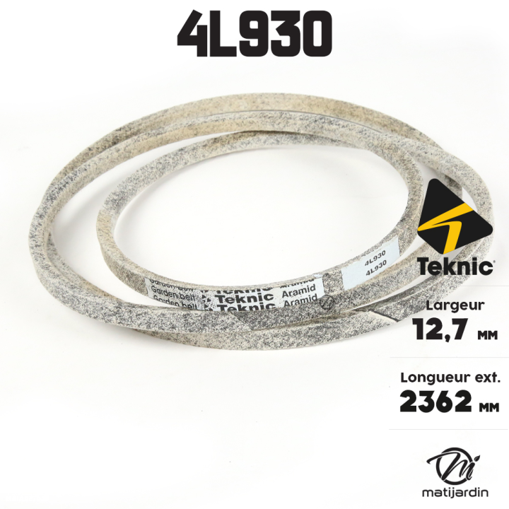 Courroie tondeuse Teknic 4L93 Kevlar Trapézoïdale - 12,7 mm x 2362 mm