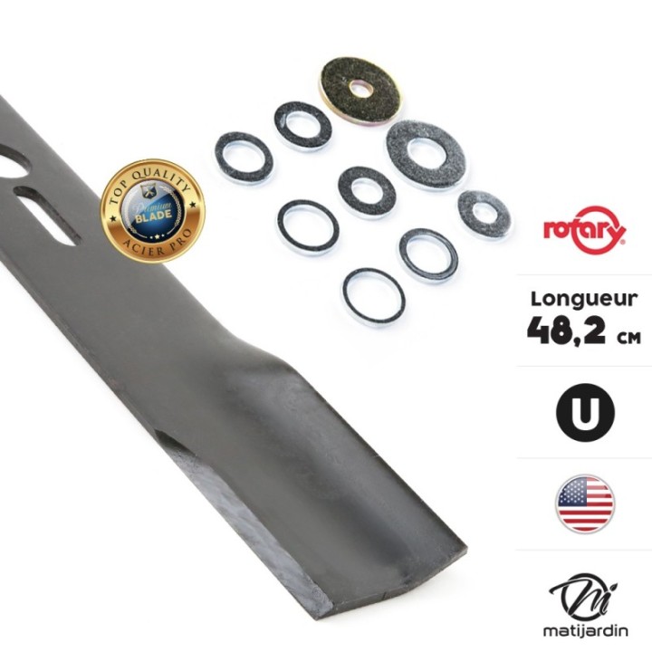 Lame tondeuse universelle plate Rotary Premium. Coupe 48,2 cm