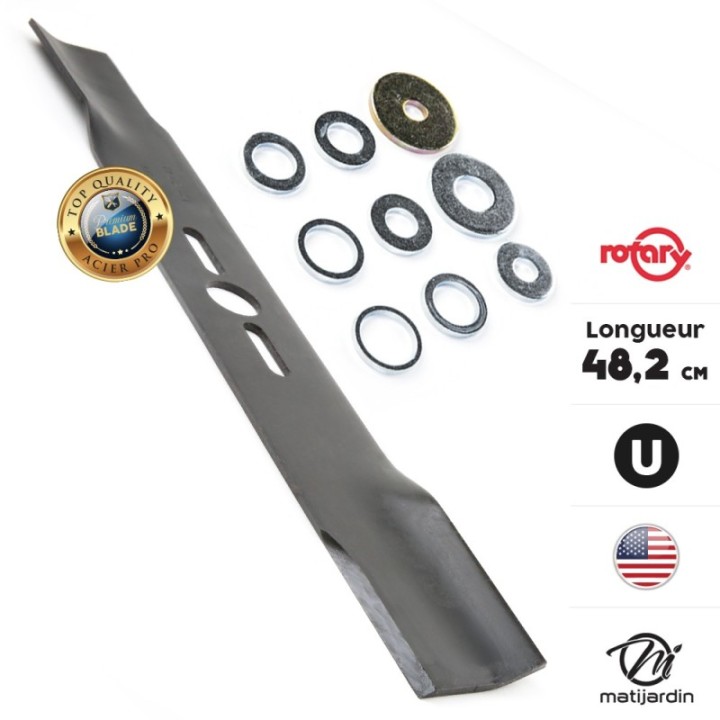 Lame tondeuse universelle plate Rotary Premium. Coupe 48,2 cm