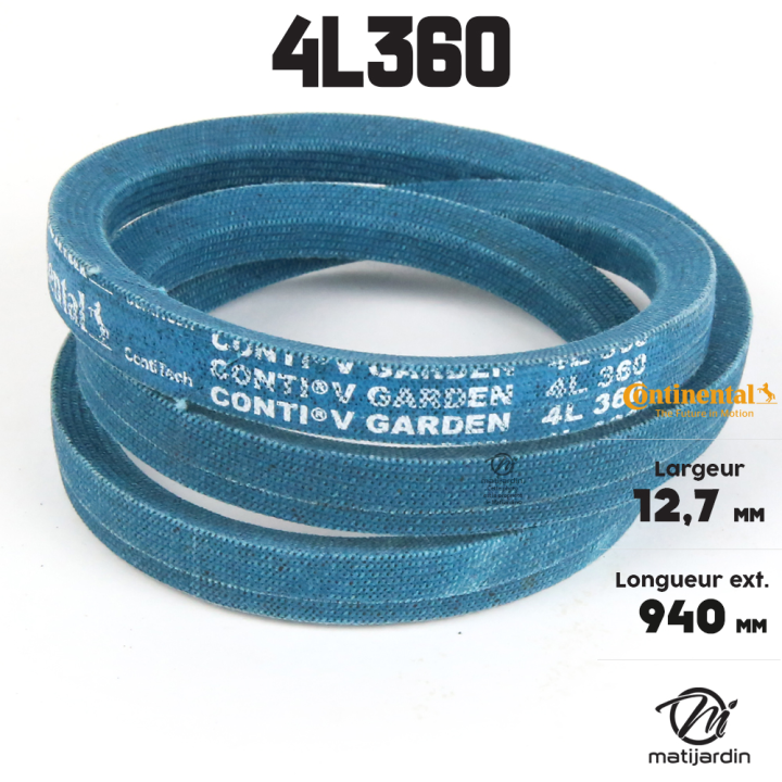 Courroie tondeuse 4L360 Continental Kevlar - 12,7 x 7,2 x 914  mm