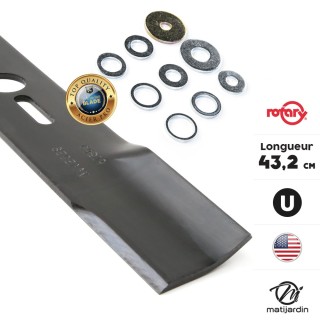 Lame tondeuse universelle plate Rotary Premium. Coupe 43,2 cm