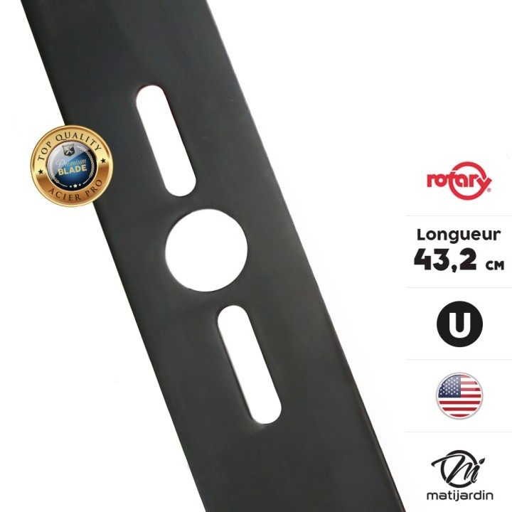 Lame tondeuse universelle plate Rotary Premium. Coupe 43,2 cm