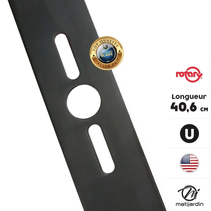 Lame tondeuse universelle plate Rotary Premium. Coupe 40,6 cm