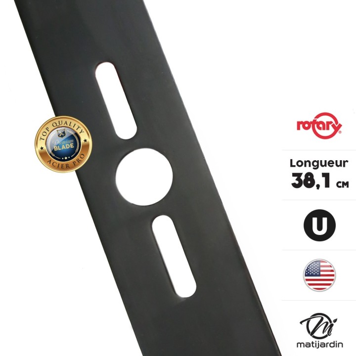 Lame tondeuse universelle plate Rotary Premium. Coupe 38,1 cm