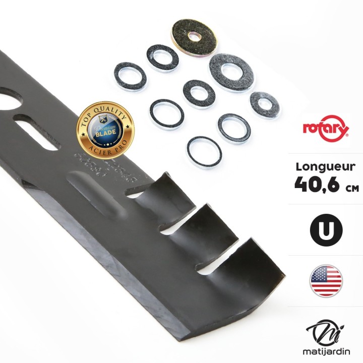 Lame tondeuse universelle mulching Rotary Premium. Coupe 40,6 cm