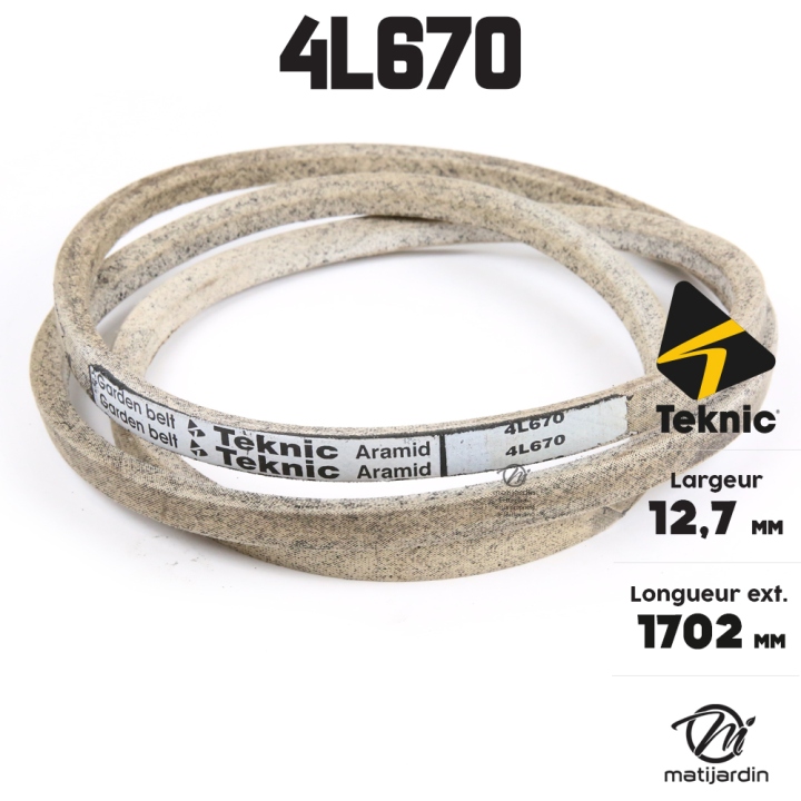 Courroie tondeuse Teknic 4L67 Kevlar Trapézoïdale - 12,7 mm x 1702 mm