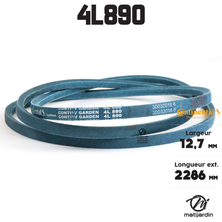 Courroie tondeuse 4L890 Continental Kevlar - 12,7 x 7,2 x 2261 mm