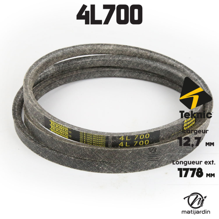 Courroie tondeuse Teknic 4L70 Kevlar Trapézoïdale - 12,7 mm x 1778 mm