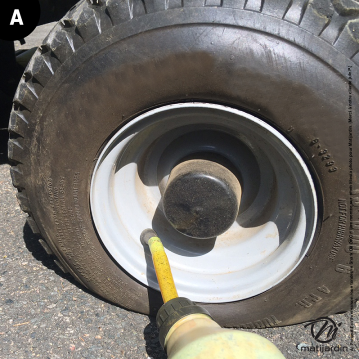 Produit préventif anti crevaison pour roue de tondeuse. Flacon 1 litre