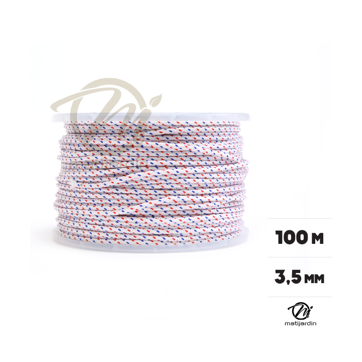 Corde de lanceur nylon. Ø 3,5 mm x 100 m. Cordon 16 fuseaux