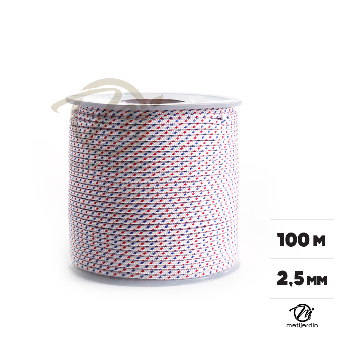 Corde de lanceur nylon. Ø 2,5 mm x 100 m. Cordon 16 fuseaux