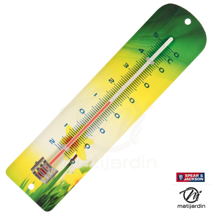 Thermomètre métal imprimé jonquille. Spear & Jackson