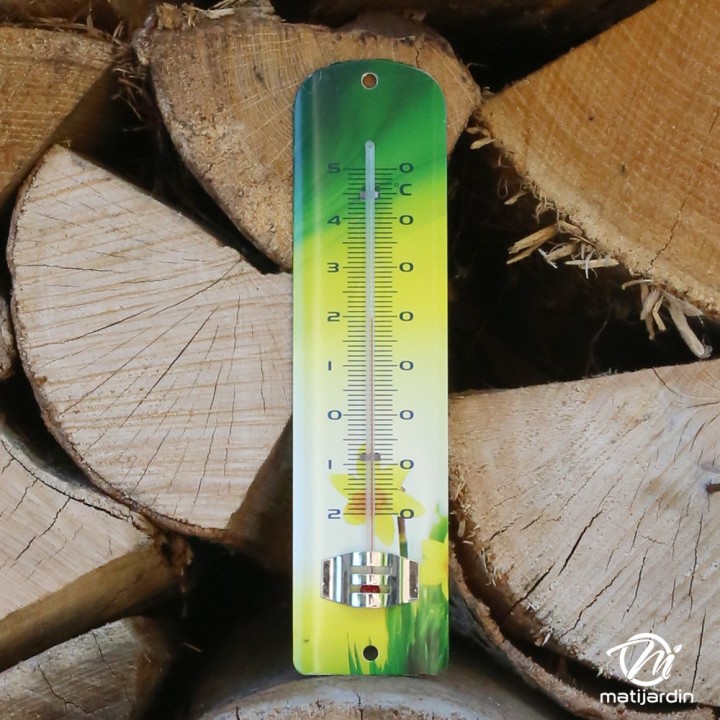 Thermomètre métal imprimé jonquille. Spear & Jackson