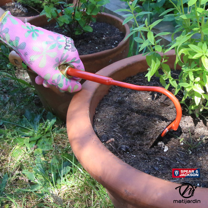 Binette longue à fleurs avec manche bois. Forges de Lavieu