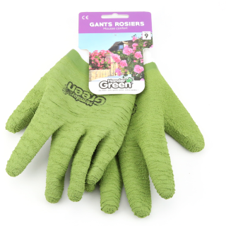 Gants crinkle. Taille 9. Blanc/vert. HanderGreen®