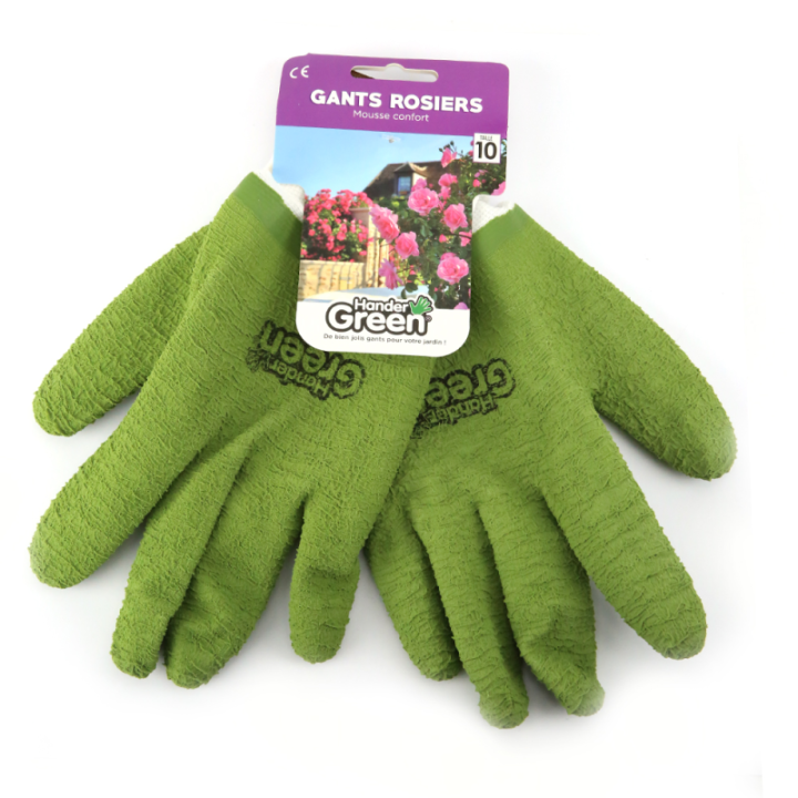 Gants crinkle. Taille 10. Blanc/vert. HanderGreen®