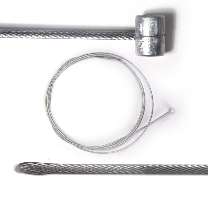 Câble souple, corde à piano. Diamètre 2,5 mm. L : 2,5 m.  Tête 9 x 10 mm