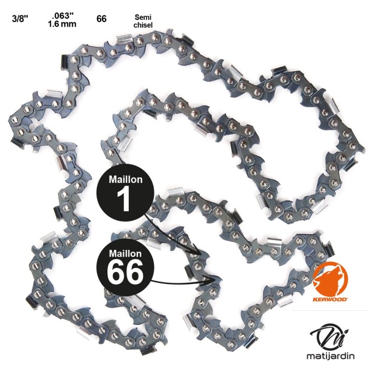 Chaine Kerwood pour STIHL MS200 3/8 1,6 mm 66 maillons