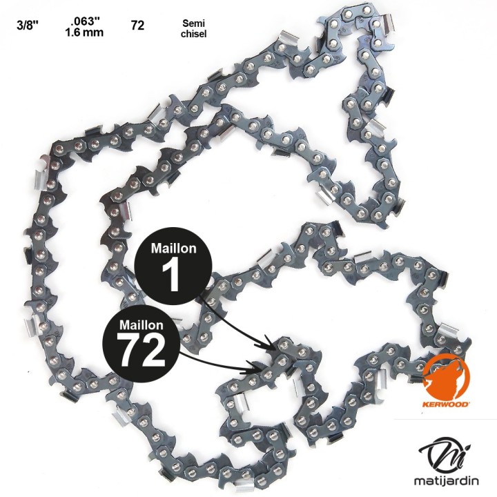 Chaine Kerwood pour STIHL 048 3/8 1,6 mm 72 maillons