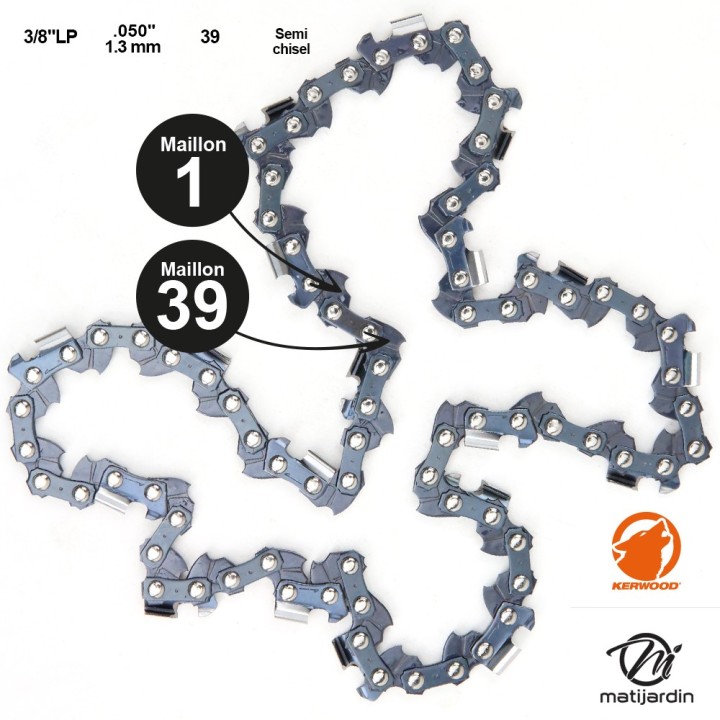 Chaine Kerwood pour BLACK & DECKER GK330 3/8"LP 1,3 mm 39 maillons