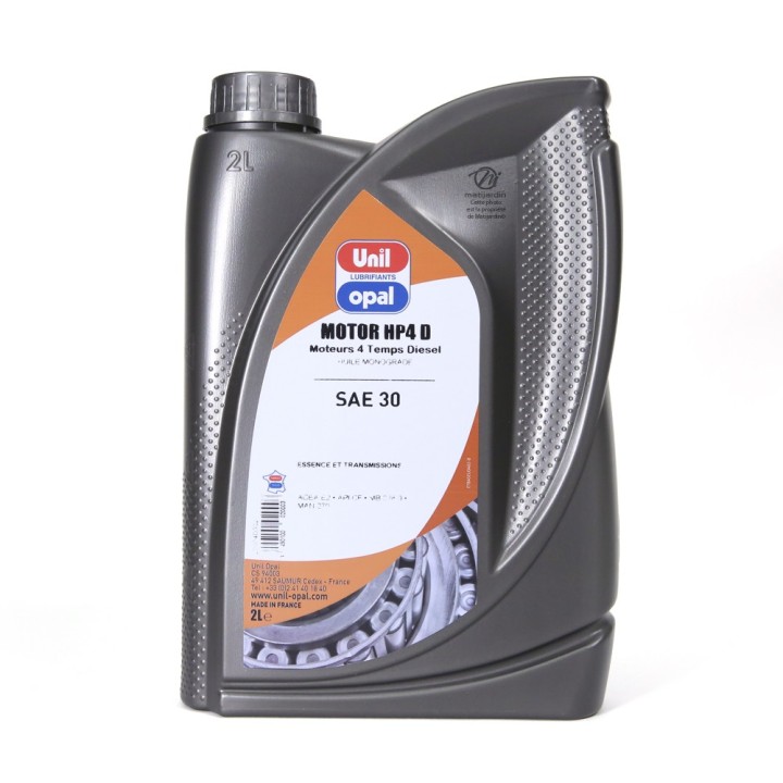 Huile moteur 4 Temps Unil Opal HP4D. SAE30. 2 litres