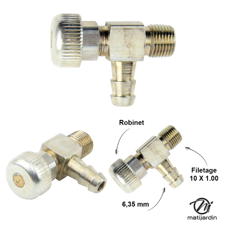 Robinet d'essence moteur Briggs et Stratton D6,35mm filetage D3,17mm