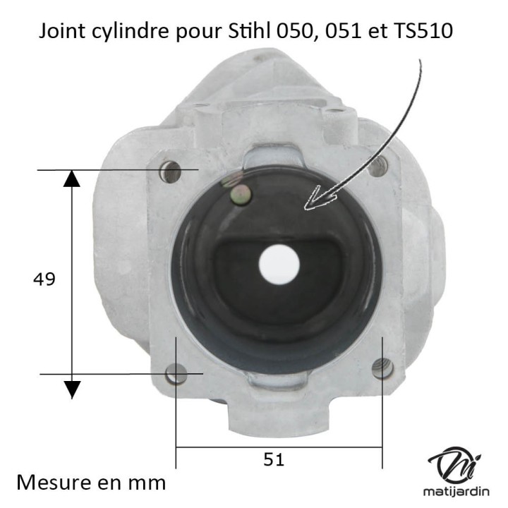 Cylindre piston pour tronçonneuse Stihl 050, 051, TS510. Ø 52 mm