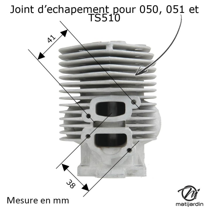 Cylindre piston pour tronçonneuse Stihl 050, 051, TS510. Ø 52 mm