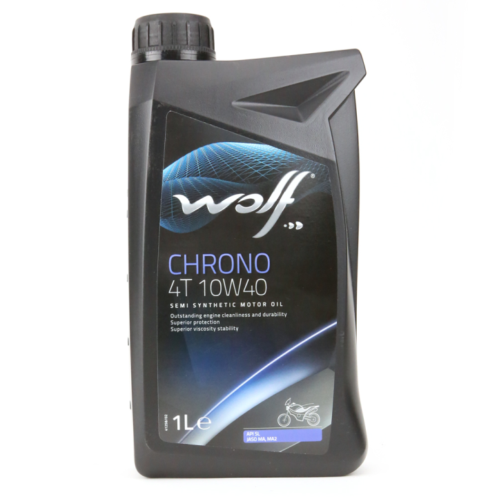 Huile moteur Wolf Chrono 4 Temps pour 2 roues. 10W40. 1 litre
