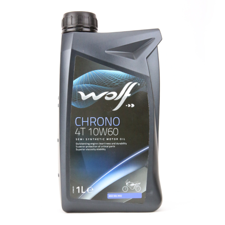 Huile moteur Wolf Chrono 4 Temps pour 2 roues. 10W60. 1 litre