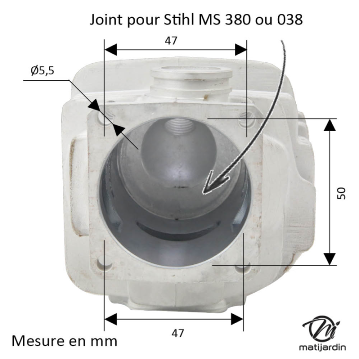 Cylindre piston pour tronçonneuse Stihl 038 AV Magnum Ø 52 mm