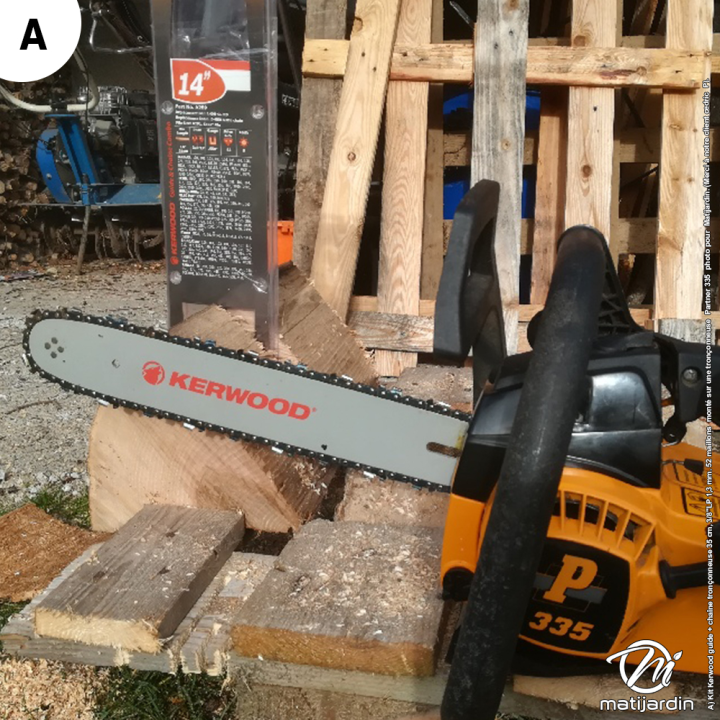 Kit Kerwood guide + chaîne tronçonneuse 35 cm, 3/8"LP 1,3 mm. 52 maillons