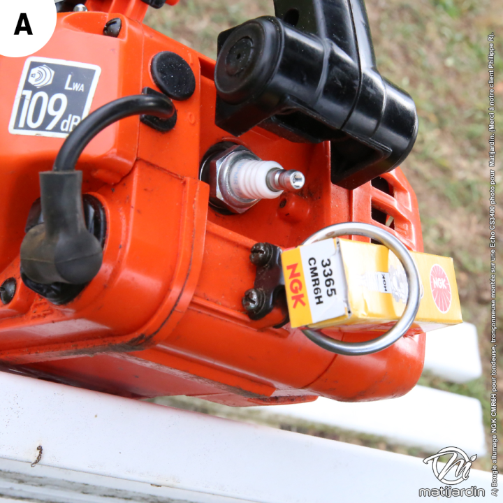 Bougie d'allumage NGK pour tondeuse, tronçonneuse. Type CMR6H