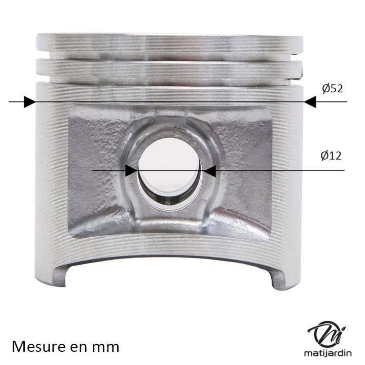 Cylindre piston pour tronçonneuse Husqvarna 372XP. Ø 52 mm