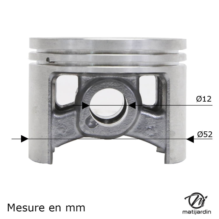 Cylindre piston adaptable pour tronçonneuse Stihl 046, MS460. Diamètre 52 mm