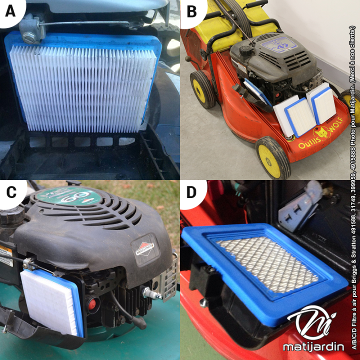 Filtre à air adaptable pour moteur Briggs & Stratton. N° 491588, 31749, 399959, 491588S