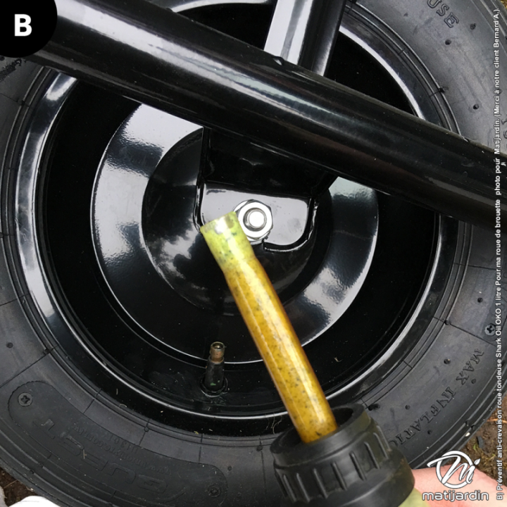 Produit préventif anti crevaison pour roue de tondeuse. Flacon 1 litre